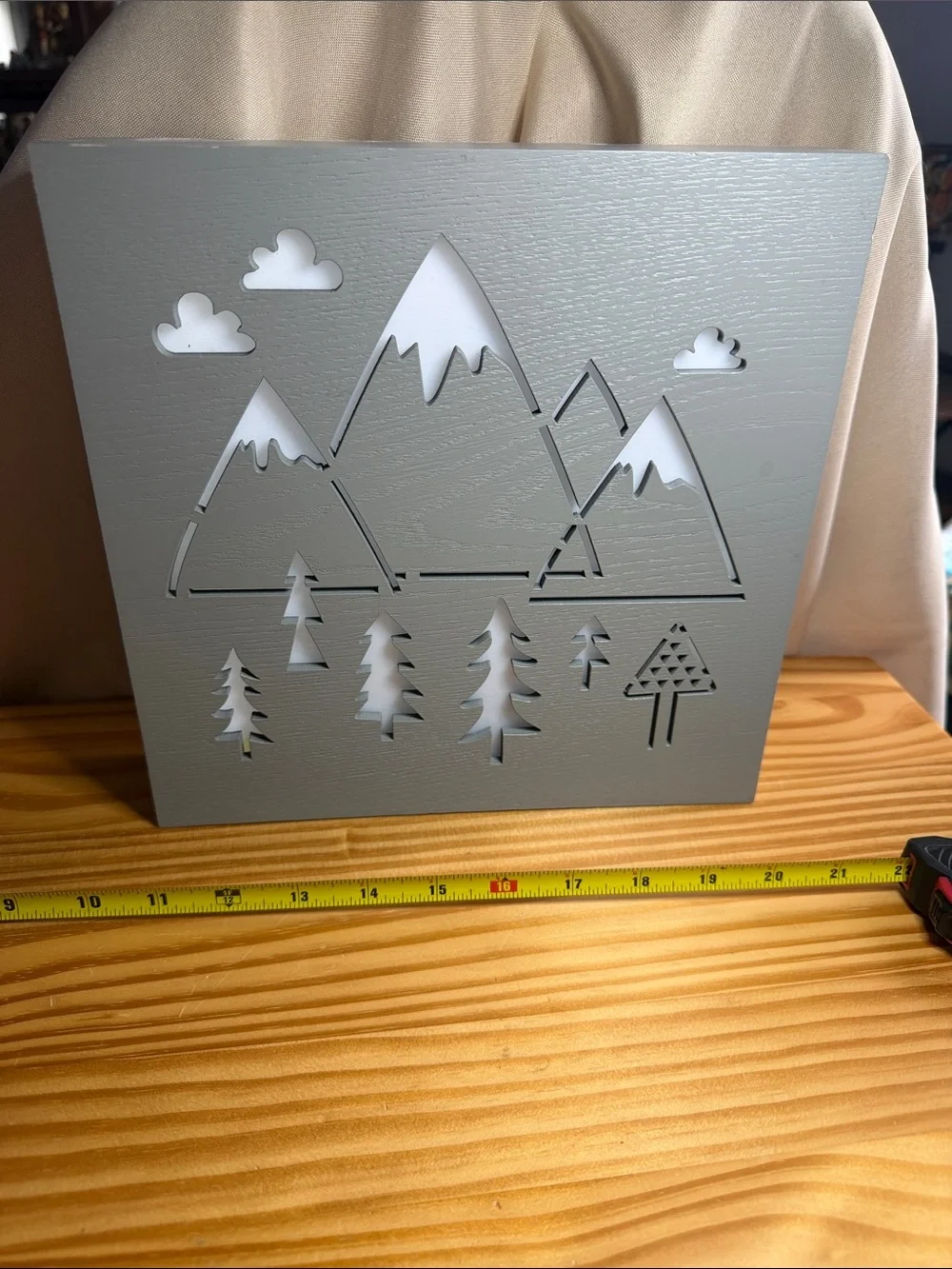 Cloud Island Gray Mountain LED Light Box Nursery Decor Nightlight 12x12